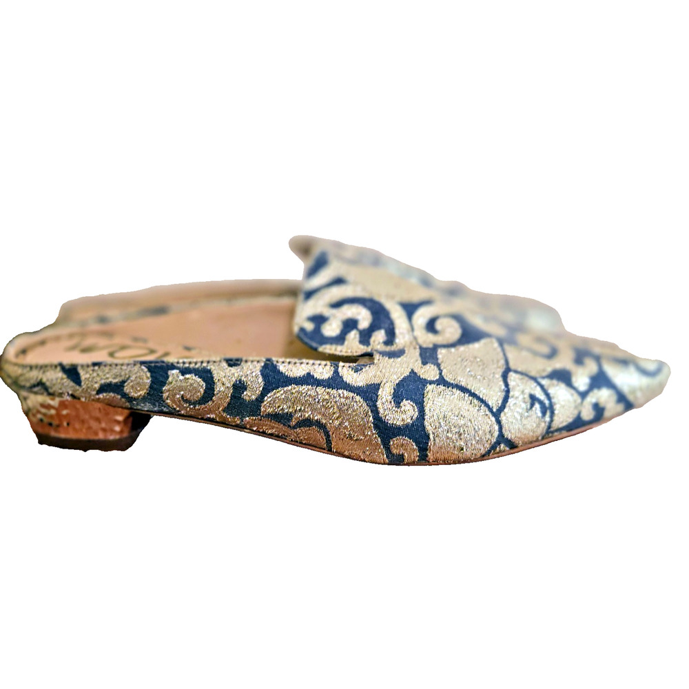 Sam Edelman gold and blue glitter slides shoes slip on 7.5 - Picture 6 of 9
